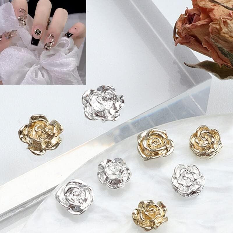 20pcs retro liga camellia uil art decoration shinestones resina flores design peças de unhas de unhas de
