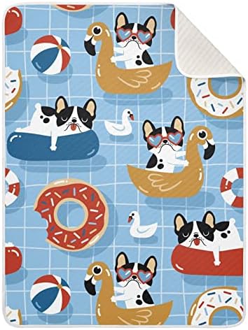 Cobertor de cães fofos com piscina flutuadores de algodão para bebês, recebendo cobertor, cobertor leve leve