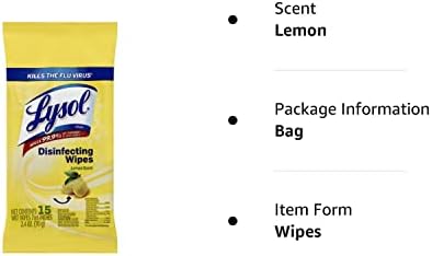 Lysol desinfetando lenços de gama para go pack, aroma de limão, 15 contagem