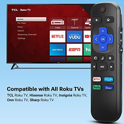 Controle remoto GVirtue para TVs Roku, substituição para TCL/Hisense/Onn/Insignia/Sharp/Westinghouse/Element/JVC