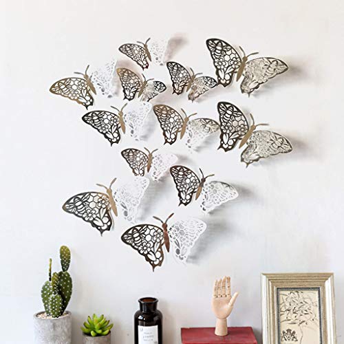 12 peças 3d decalques de parede de borboleta oca de borboleta