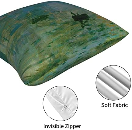 Hostecco Claude Monet Capas de travesseiros Conjunto de 4 Sunrise A travesseiro de impressão Capas de almofadas