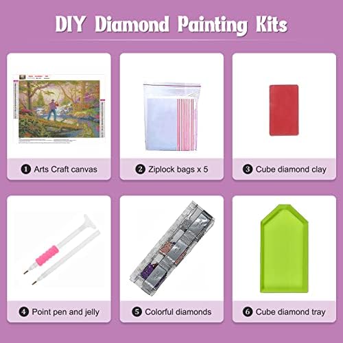 Kit de pintura de diamante de paisagem ricuved, kits de pintura de diamante de 12 x 16 para adultos e crianças,