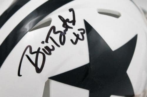 Bill Bates autografou Dallas Cowboys 60-63 Speed ​​Mini Capacete-Prova *Black-Mini Capacetes Autografados da