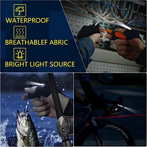 Mãos elásticas livres Luvas de lanterna LED para reparo, pesca, acampamento, caminhada em lugares escuros, 1 par