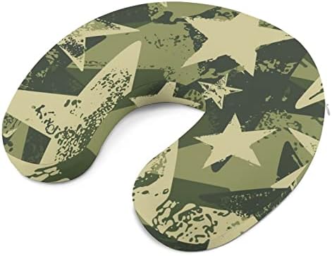 Camuflagem verde estrelas militares travesseiro de viagem para travesseiro de travesseiro em forma de