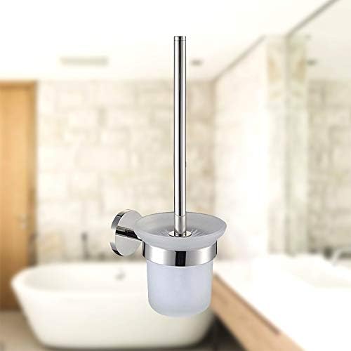 Escova de vaso sanitária BBSJ e suporte de parede montado em aço inoxidável, suporte de vidro