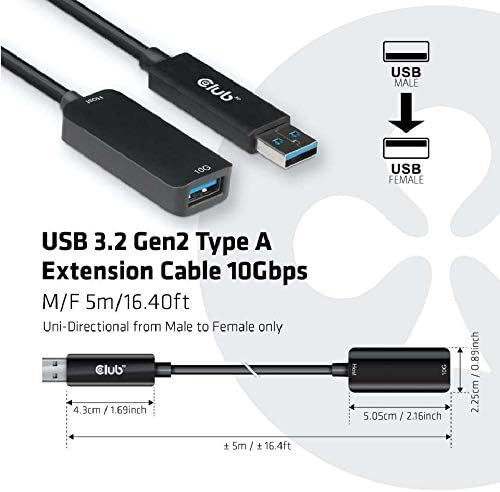 USB 3.2 GEN2 TIPO A CABO DE EXTENSÃO 10 GBITS M / F 5 M / 16.40 FT