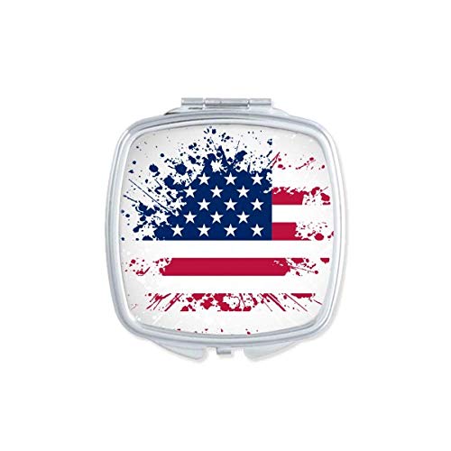Estrelas e listras America Country Flag espelho portátil compacto maquiagem de bolso de dupla face vidro