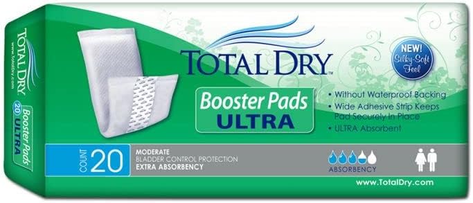 Totaldry Ultra Booster Incontiny Pads para mulheres e homens, almofadas adesivas extra-absorventes, produtos