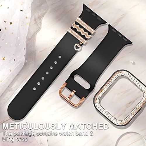 Dabaoza Compatível para banda de relógio Apple com caixa de glitter, laço de anel decorativo para mulheres
