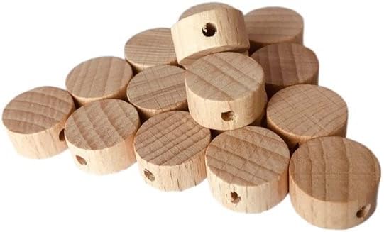 ANCAC 100pcs Shape redonda Pedaços de madeira de discos de faia PERDIDOS Ornamento de madeira natural