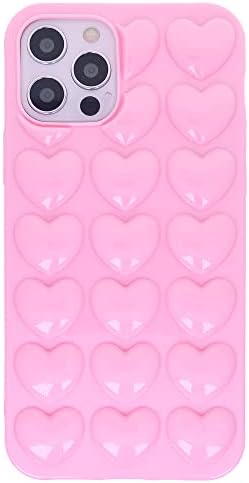 DMAOs iPhone 12 Pro/iPhone 12 Case para mulheres, 3D Pop Bubble Heart Kawaii Gel Capa, fofo feminino para