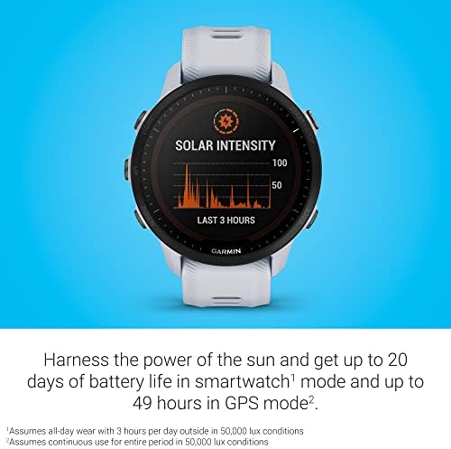 Garmin Forerunner® 955 Solar, GPS executando smartwatch com recursos de carregamento solar, adaptado a triatletas,