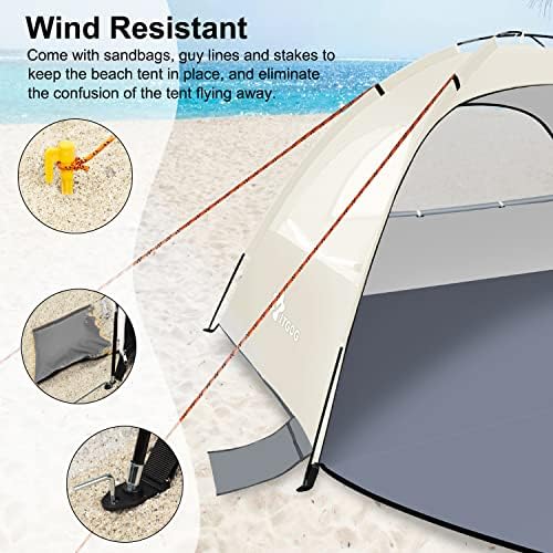 Yitgog Beach Tenda Sun Shelter para 3-4 pessoas, tenda leve da praia com proteção UV, 3 janelas