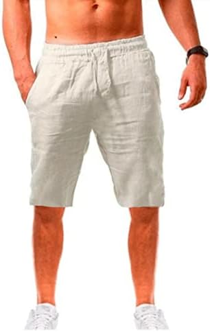 Hdzww Short Sports Shorts Men, os verões casuais de linho respiráveis ​​ofegam com bolsos elásticos de perna