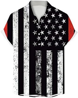 Camisas de bandeira americana para homens camisa de moda curta de manga curta
