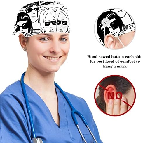 Capas de trabalho de tampa médica Capinho de trabalho com botões e cabelos arqueados Crowdle