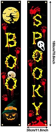 Decorações de bandeira de porta de Halloween de Gresatek, placas de esqueleto de bruxas assustadoras de Halloween