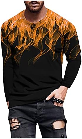Dueig Soldier Sleeve de manga longa camisetas para homens, outono 3D Digital Tshirt Retro Fire Muscle Workout Athletics Tee Tops