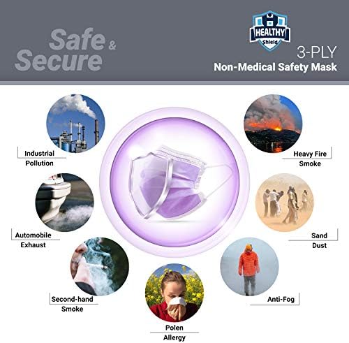 Escudo saudável 50pcs máscara facial descartáveis ​​de segurança de 3 camadas, laço confortável e