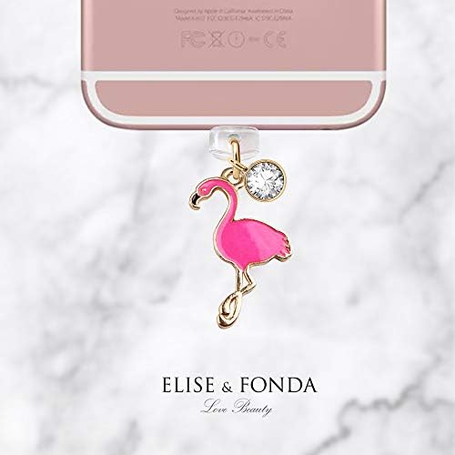 Elise & Fonda CP87 Porto de carregamento USB Anti -pó do pó de pó Little Flamingo Pingente Telefone para iPhone