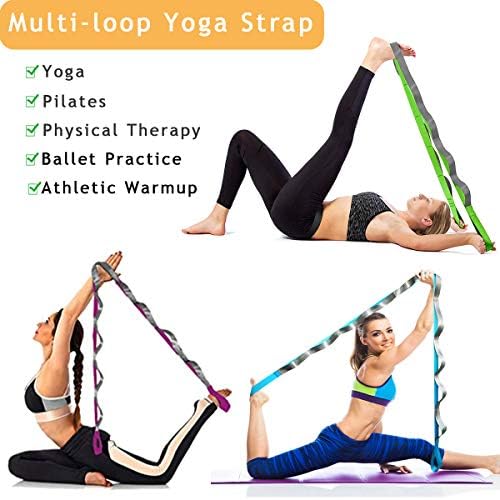Meaiguo Streting Strap Yoga tiras para homens, 12 loops ioga tira para fisioterapia de strating,