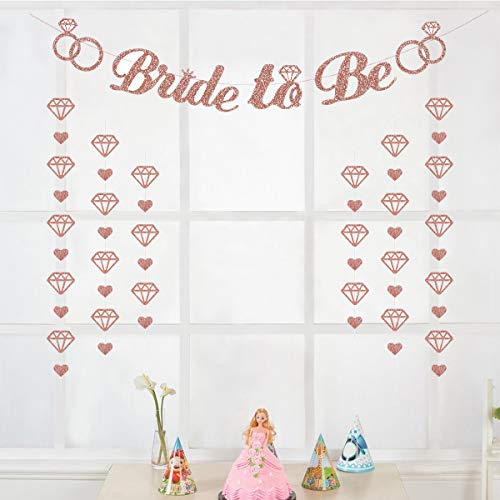 Glitter Rose Gold Bride para ser banner para decorações de festa de noiva Grusinhas de festa de diamante para
