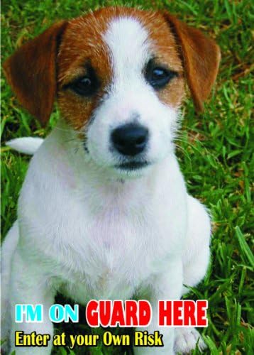 ATENÇÃO - Cuidado / Fun Sign Dog Russian Toy Dog para sua casa ou casa SF2015 Tamanho A5