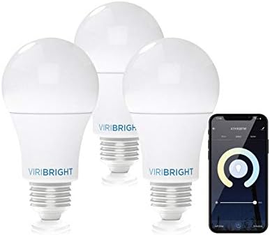 Viribright Smart LED LUZ E26, A19 8W LED WIFI LED LED, 2700K a 5000K Dimmable, nenhum hub necessário, apenas
