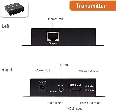 J-Tech Digital HDMI Extender sobre CAT5E/6/7 CABO FULL HD 1080P com TCP/IP, IR até 400 pés com pacote