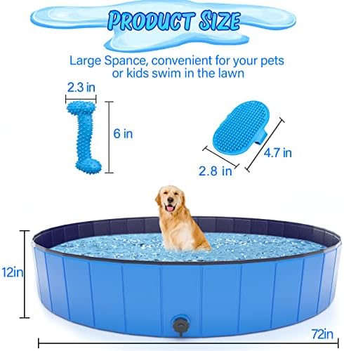 Piscina de animais de estimação extra grande de TNELTUB para cães, 71 x12 piscina de cachorro grande dobrável