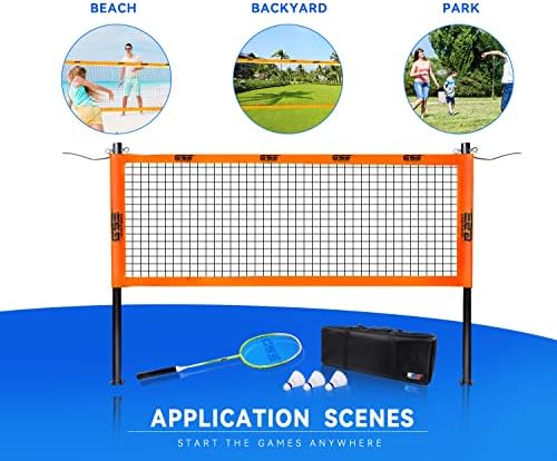 GSE Outdoor Portable Badminton Complete Net conjunto para gramado de quintal, praia, estacionamento com familiares