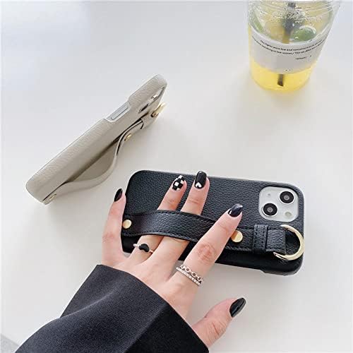 Caixa de telefone de couro de pulseira necessitada para iPhone 14 14Pro 13 12 Pro Max Simples Pulsent