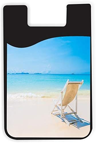 Cadeira de praia branca Sunny Seas Design - Silicone 3M Adhesive Credit Cartão Bolsa de carteira para iPhone/Galaxy