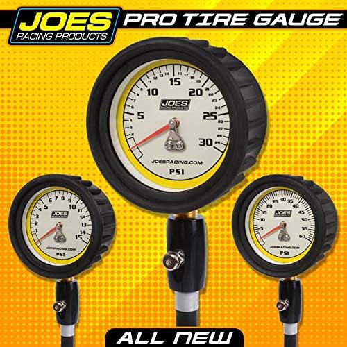 Joes Racing Products Medidor de pressão do pneu, Pro Pneu, brilho no escuro, 0-60 psi, analógico, 2-1/2 de diâmetro,