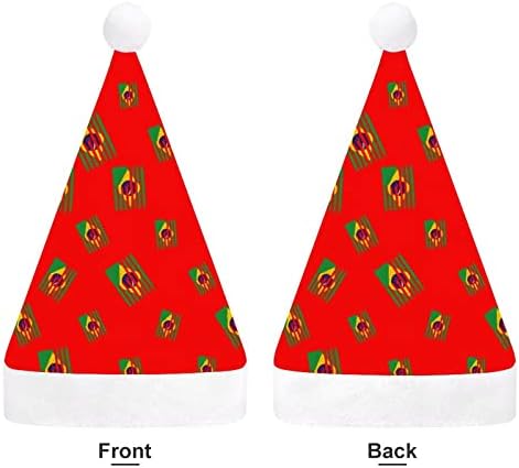 Retro Brasil EUA Flag engraçado chapéu de Natal Papai Noel Hats Plexh Short com punhos brancos para suprimentos