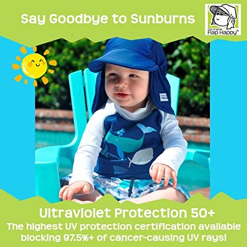 FLAP Happy Baby e Childrens Swim Flap Hat UPF 50+, Proteção solar UV mais alta certificada, corante