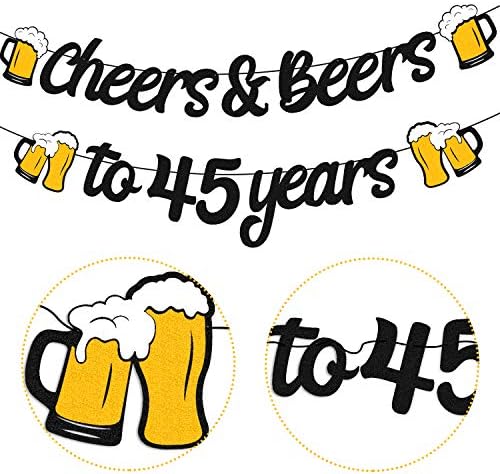 Cheers e cervejas a 45 anos Banner Happy 45s Birthday Decorações Cheers a 45 anos Garland para homens