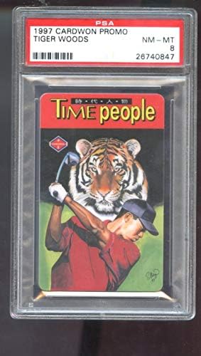 1997 Cardwon Promo Taiwan Tiger Woods Time de golfe Pessoas Cartão de novato PSA 8 Classificado