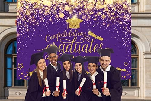 AVEZANO 2023 CANTAÇÕES DE GRATUÇÃO 8X6 pés Purple e Gold Glitter Class de 2023 Parabéns Graduação