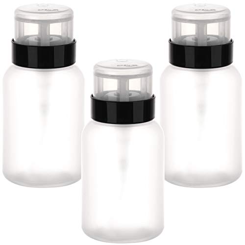Pacote de 3 Push Down Pump Dispenser Lockable Bottle para álcool, acetona, esmalte e removedor de maquiagem, 200ml
