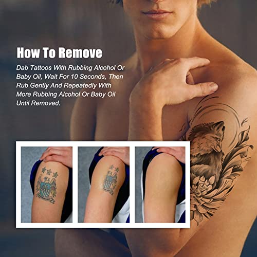 2 folhas impermeabilizadas com duração de meio braço de tatuagens temporárias, adesivos realistas de tatuagem