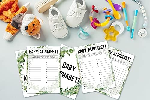 Cartões de jogo para chá de bebê, jogo de alfabeto para bebês, cartões de festa temáticos da selva tropical