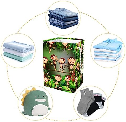 Funnamente fofo cesto de lavanderia de animais de macaco tropica