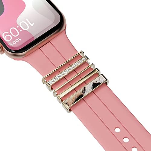 Anéis decorativos omecky Loops compatíveis com bandas de silicone Apple Watch, Acessórios de Metal Diamond