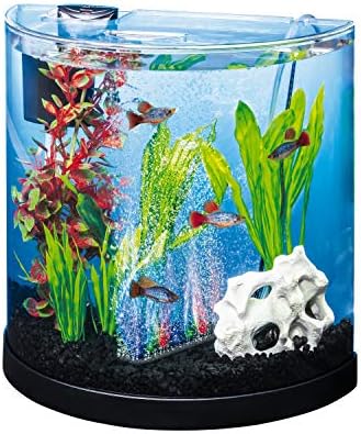 Kit de aquário para partida de colorfusion tetra 3 galões, meia-lua, com bubbler e disco leve de mudança