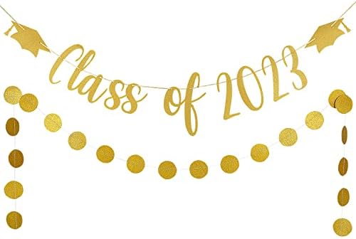 Classe de ouro de 2023 Banner Gold Graduation Banner Class de 2023 Sign, Gold Graduation 2023 Banner Class