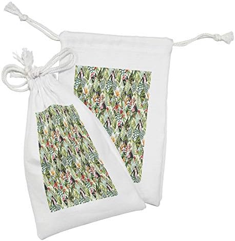 Papô de papéis de papagaios lunaráveis ​​Conjunto de bolsas de 2, ilustração com tema da selva com padrões
