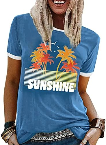 Bydezcon Summer Tops Tees gráficos para mulheres camiseta de algodão Casual Tees Loose Tunic Tops